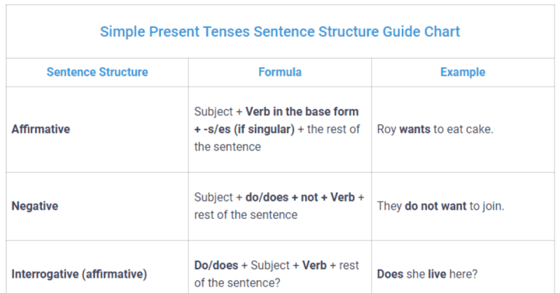 Verb Tenses - Present Tense - Exercise 11 - Simple Present Tense